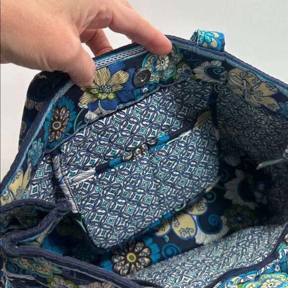 VERA BRADLEY Tie Tote Mod Floral Blue Purse Handbag - Picture 7 of 8